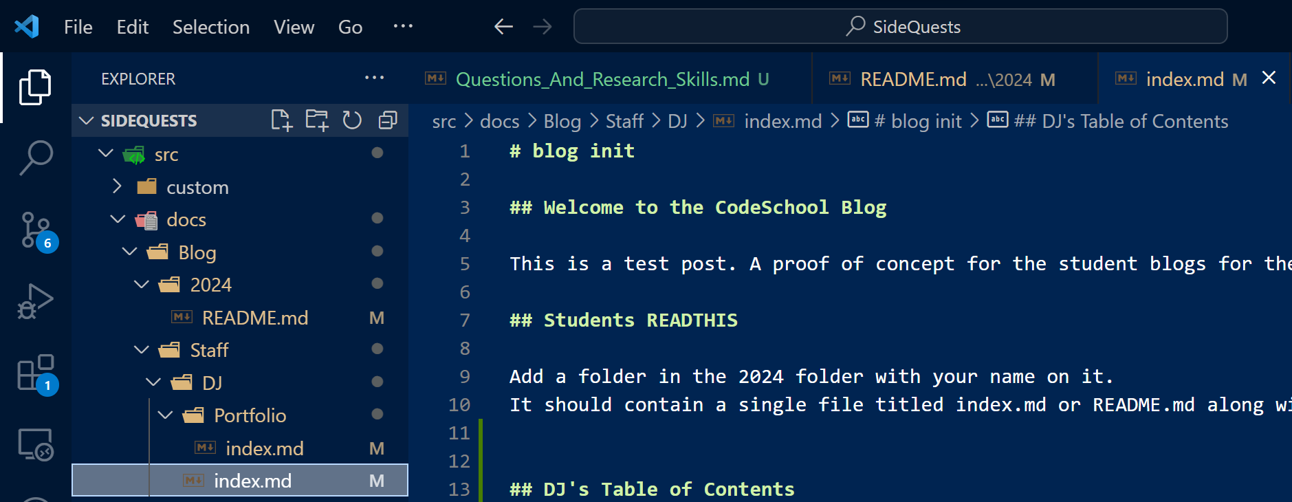 VSCode's Display of the File Structre